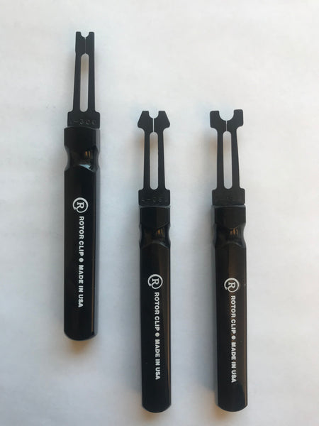 Group picture of e-clip tools for size comparison; highlighting A300 tool