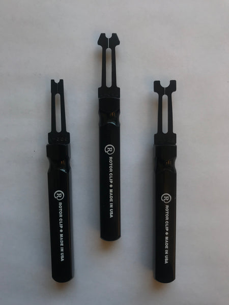 Group picture of e-clip tools for size comparison; highlighting A050 tool